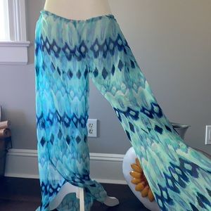 Raviya sheer cover up pants blue size small